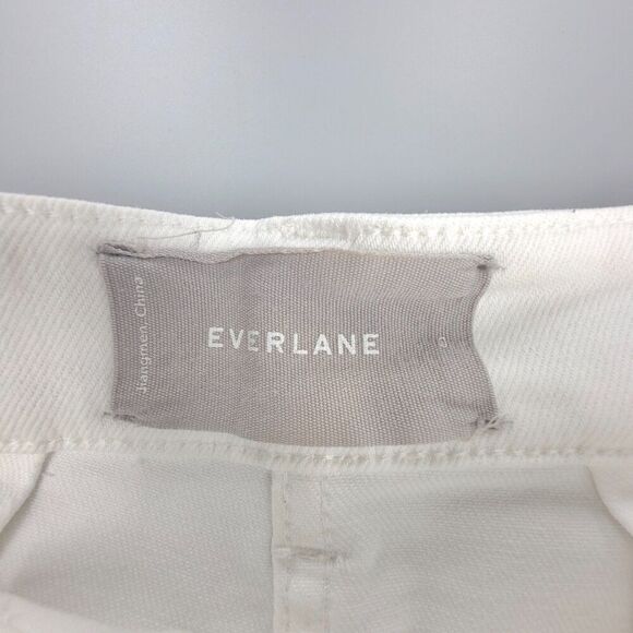 EVERLANE Minimal High Rise Wide Leg Cropped Utility Pant Culotte Jeans White 0 - Picture 2 of 7